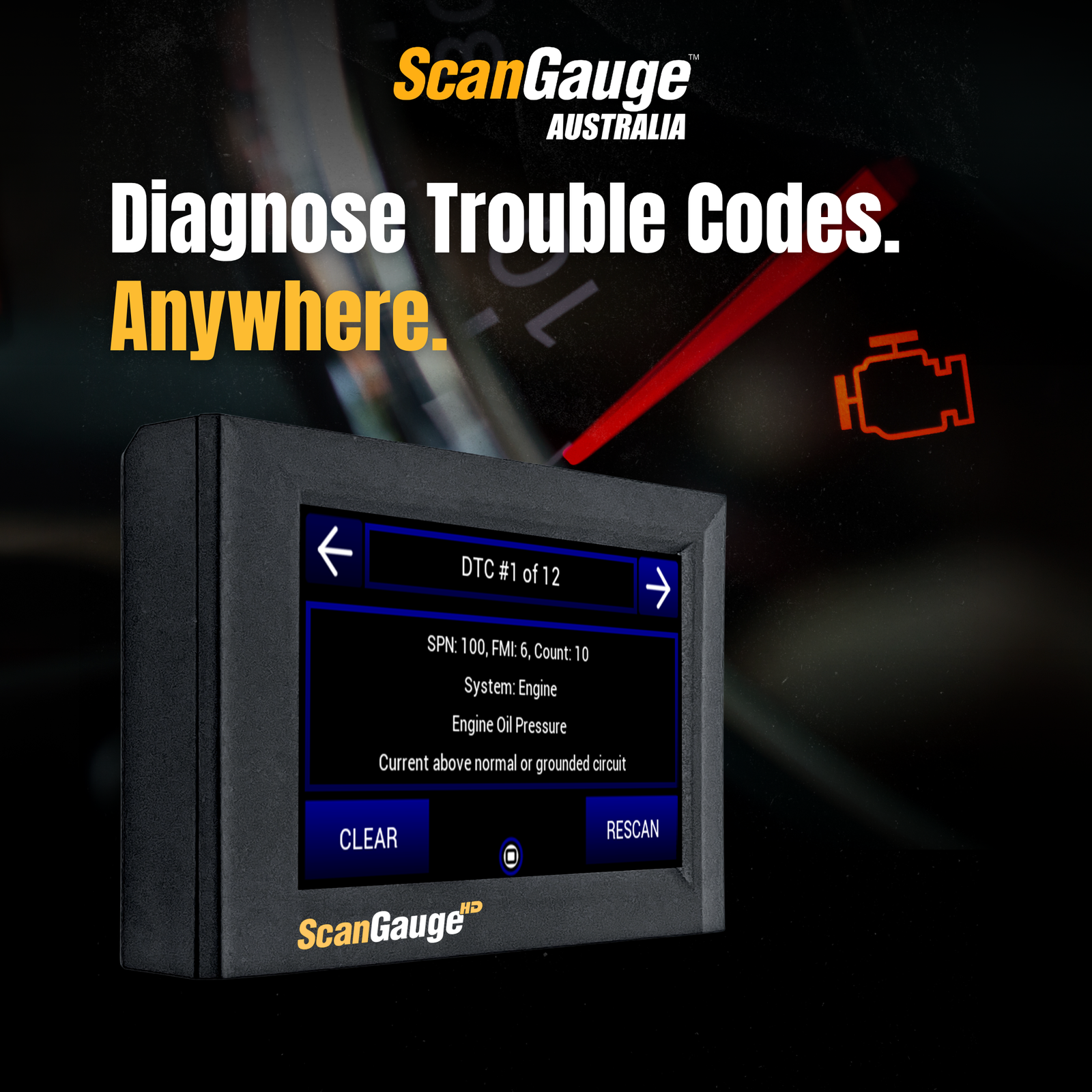 ScanGauge HD heavy diesel scan tool reading and clearing fault codes